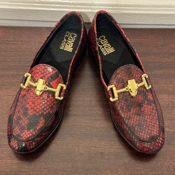 Roberto Cavalli snakeskin embossed horsebit leather slip-on loafer size EU 35 - Picture 7 of 15